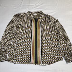 DR2 Daniel Rainn Womens Geo Striped Blouse Top Sz XL Boho Colorful Casual EUC